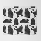 Funny black cat animal cartoon pattern Throw Blanket Gallery Image 2