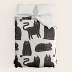 Funny black cat animal cartoon pattern Duvet Cover Gallery Image 6