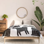 Funny black cat animal cartoon pattern Comforter Gallery Image 3