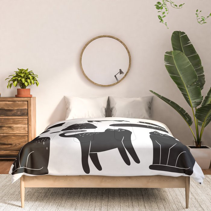 Funny black cat animal cartoon pattern Comforter Gallery Image 3