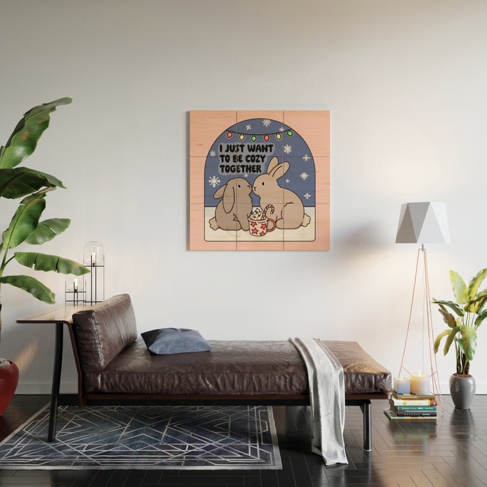 Cozy Winter Bunnies Wood Wall Art Gallery Image 2