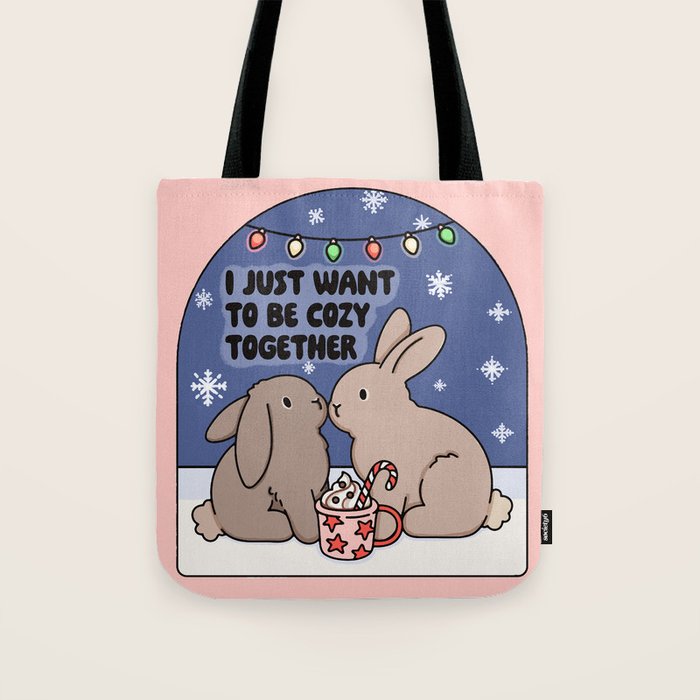 Cozy Winter Bunnies Tote Bag Gallery Image 1