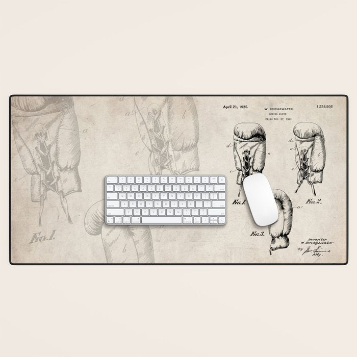 Boxing Gloves Patent - Boxer Trainer Coach Gym Art - Antique Desk Mat Gallery Image 1