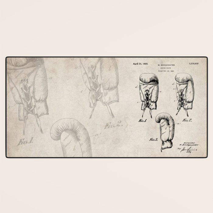 Boxing Gloves Patent - Boxer Trainer Coach Gym Art - Antique Desk Mat Gallery Image 3