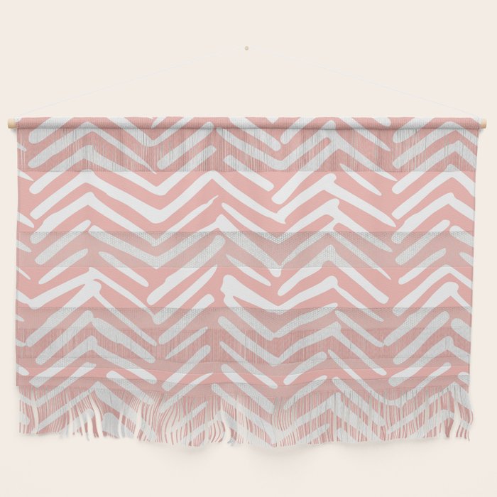 Pink, Boho, Abstract, Herringbone Pattern Wall Hanging Gallery Image 1