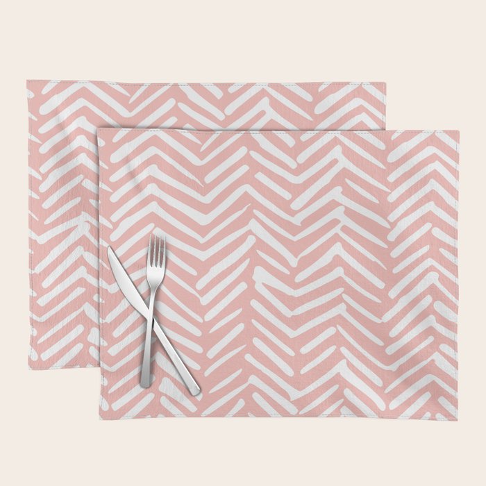 Pink, Boho, Abstract, Herringbone Pattern Placemat Gallery Image 1