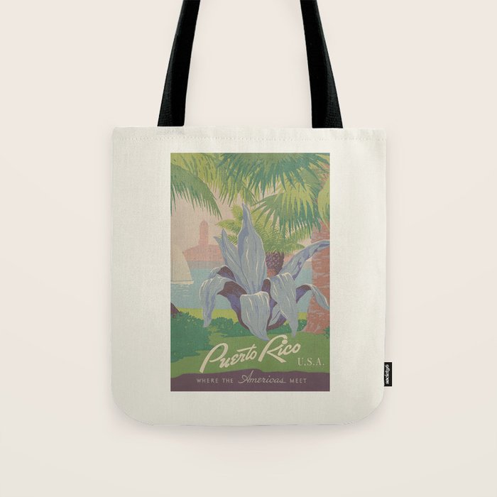 Puerto Rico Vintage travel poster, 1930s Tote Bag Gallery Image 1