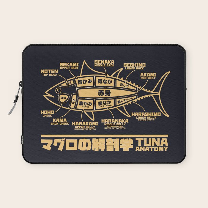 Tuna Anatomy Japanese Maguro Sushi - Black Sand Laptop Sleeve Gallery Image 1