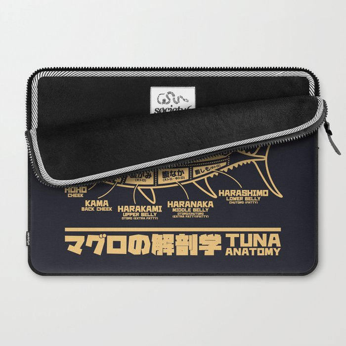 Tuna Anatomy Japanese Maguro Sushi - Black Sand Laptop Sleeve Gallery Image 2