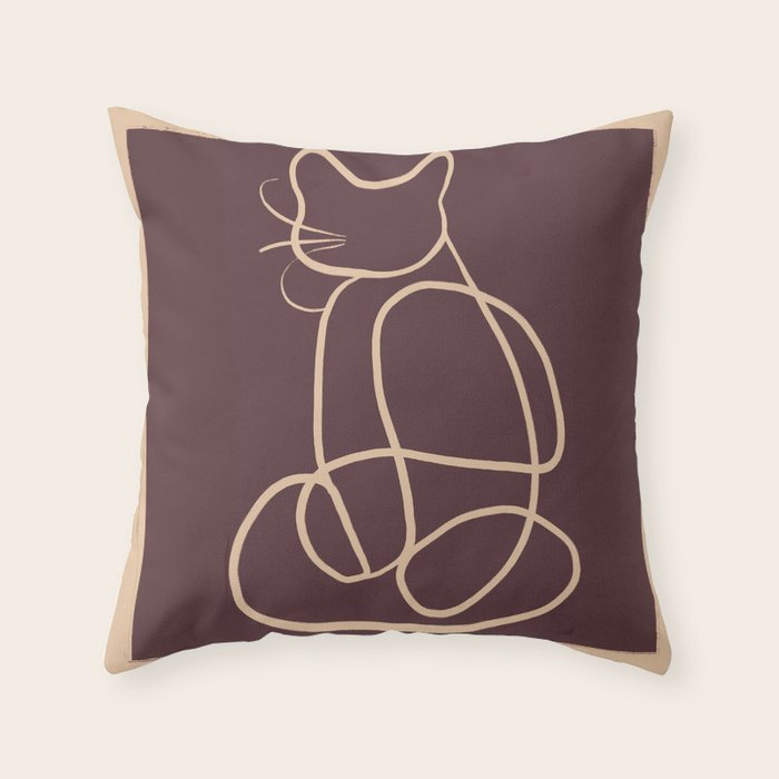 Abstract Line Art Cat 3 Throw Pillow Gallery Image 6