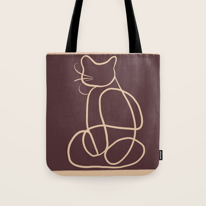 Abstract Line Art Cat 3 Tote Bag Gallery Image 1