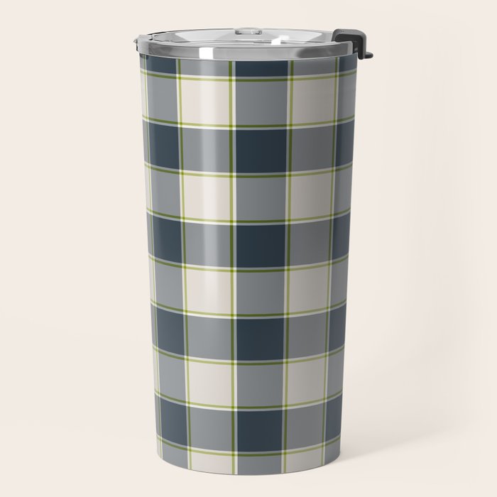 Modern Tartan in Earth Tones Travel Mug Gallery Image 2