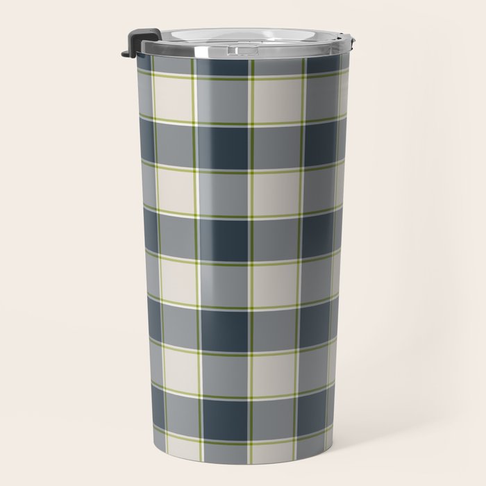 Modern Tartan in Earth Tones Travel Mug Gallery Image 3