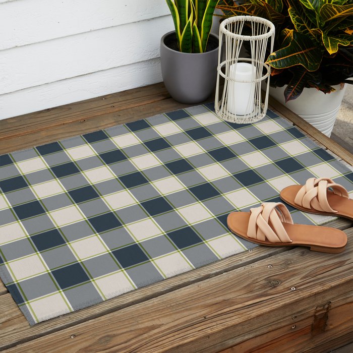 Modern Tartan in Earth Tones Outdoor Rug Gallery Image 2
