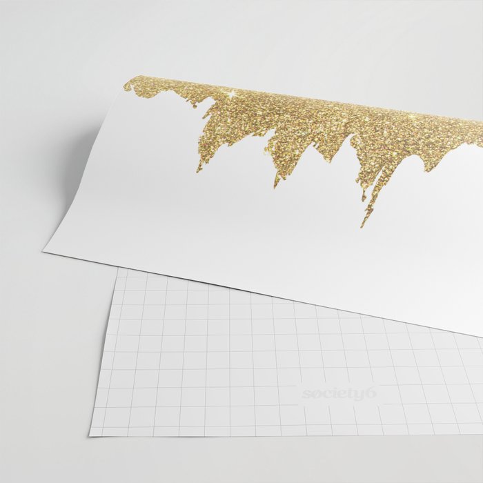 Modern navy blue white faux gold glitter brushstrokes Wrapping Paper Gallery Image 2