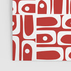 Mid Century Modern Piquet Abstract Multi Geometric Red and White Pattern Poster Gallery Image 3