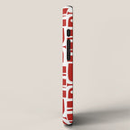Mid Century Modern Piquet Abstract Multi Geometric Red and White Pattern iPhone Case Gallery Image 2