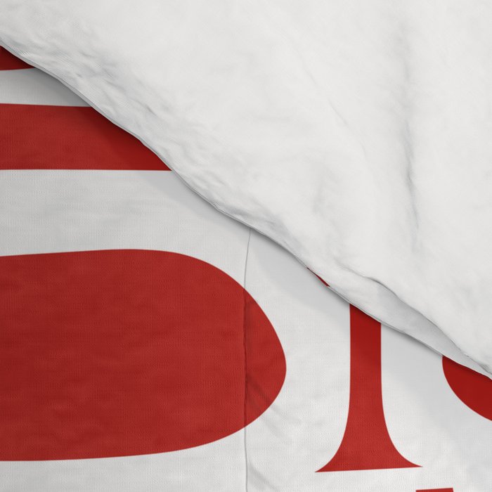 Mid Century Modern Piquet Abstract Multi Geometric Red and White Pattern Comforter Gallery Image 4