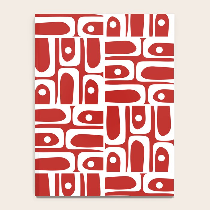 Mid Century Modern Piquet Abstract Multi Geometric Red and White Pattern Notebook Gallery Image 4