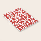 Mid Century Modern Piquet Abstract Multi Geometric Red and White Pattern Notebook Gallery Image 3