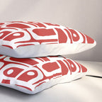 Mid Century Modern Piquet Abstract Multi Geometric Red and White Pattern Pillow Sham Gallery Image 3