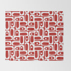 Mid Century Modern Piquet Abstract Multi Geometric Red and White Pattern Throw Blanket Gallery Image 2