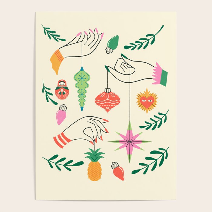 Tree Trimming Hands and Retro Ornaments Poster Gallery Image 4