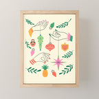 Tree Trimming Hands and Retro Ornaments Mini Art Print Gallery Image 1
