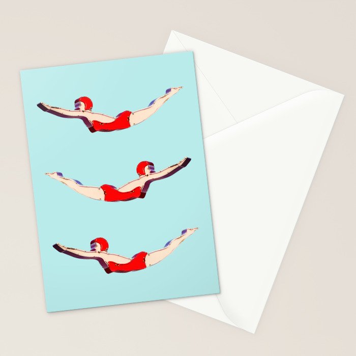Swimmer Girls Stationery Card Gallery Image 2