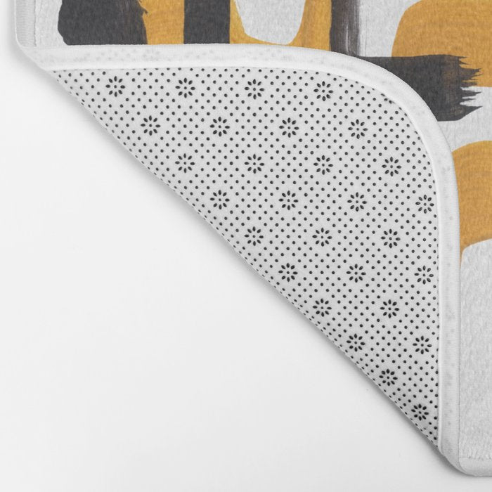 Mid Century Abstract Black & Yellow Fun Pattern 70's Mustard Ripples Lines Retro Style Bath Mat Gallery Image 2