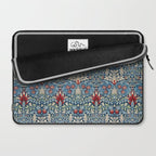William Morris Vintage Snakeshead Blue & Red Pattern Laptop Sleeve Gallery Image 2
