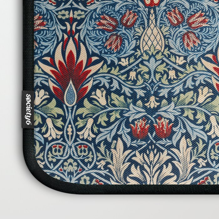 William Morris Vintage Snakeshead Blue & Red Pattern Laptop Sleeve Gallery Image 3