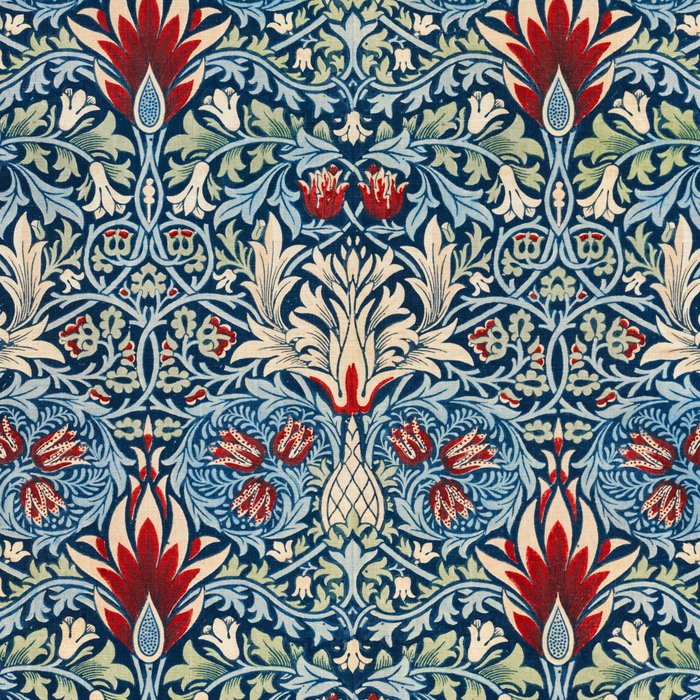 William Morris Vintage Snakeshead Blue & Red Pattern Coffee Mug Gallery Image 2