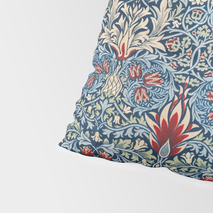 William Morris Vintage Snakeshead Blue & Red Pattern Pillow Sham Gallery Image 4