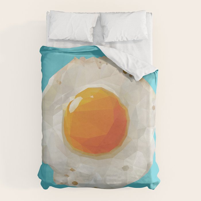 Fried Egg Polygon Art Duvet Cover