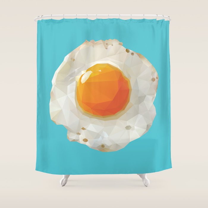 Fried Egg Polygon Art Shower Curtain Gallery Image 1