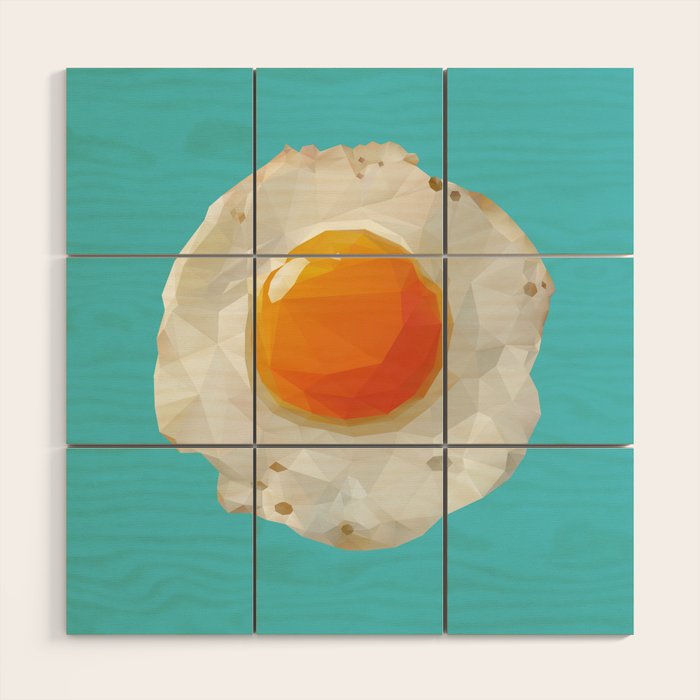 Fried Egg Polygon Art Wood Wall Art Gallery Image 1