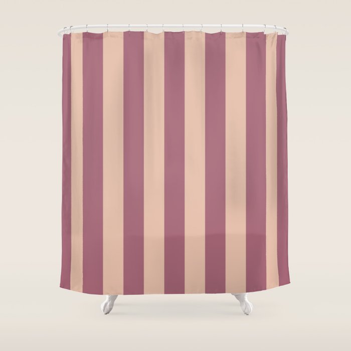 Dusty Rose Striped Shower Curtain Gallery Image 1