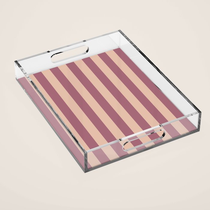 Dusty Rose Striped Acrylic Tray Gallery Image 1