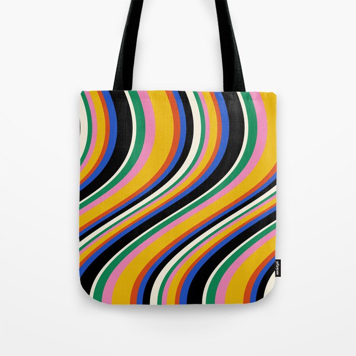 Wavy Stripes XIII - Bold Retro Tote Bag Gallery Image 1