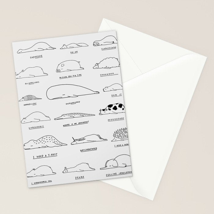 Moody Animals Pattern Stationery Card Gallery Image 2
