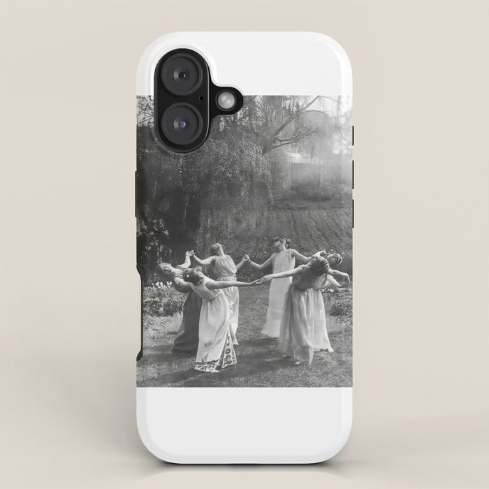 Circle Of Witches vintage Women Dancing -Circle Of Witches Vintage Women Dancing Black And White iPhone Case Gallery Image 1