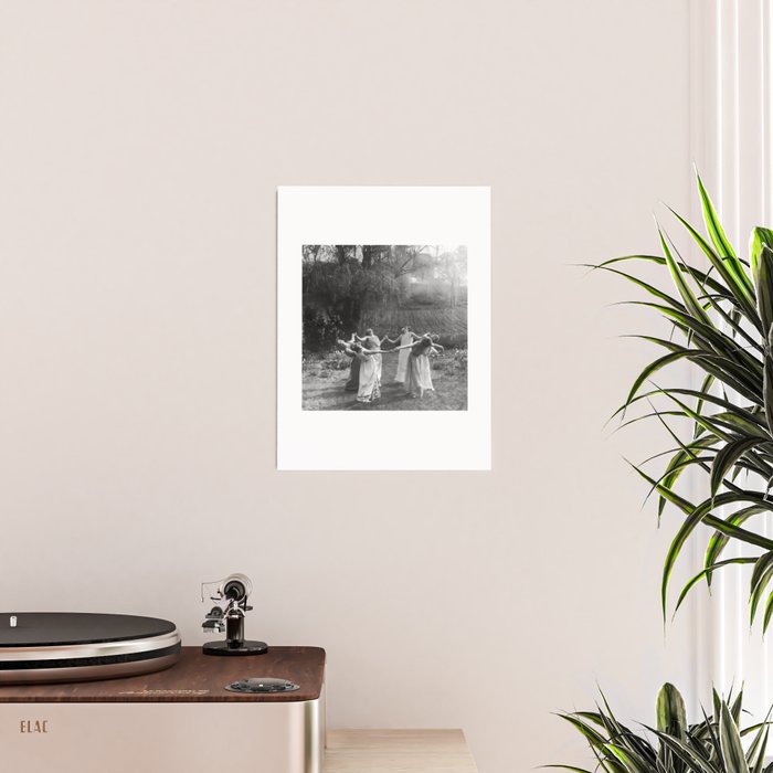 Circle Of Witches vintage Women Dancing -Circle Of Witches Vintage Women Dancing Black And White Poster Gallery Image 2