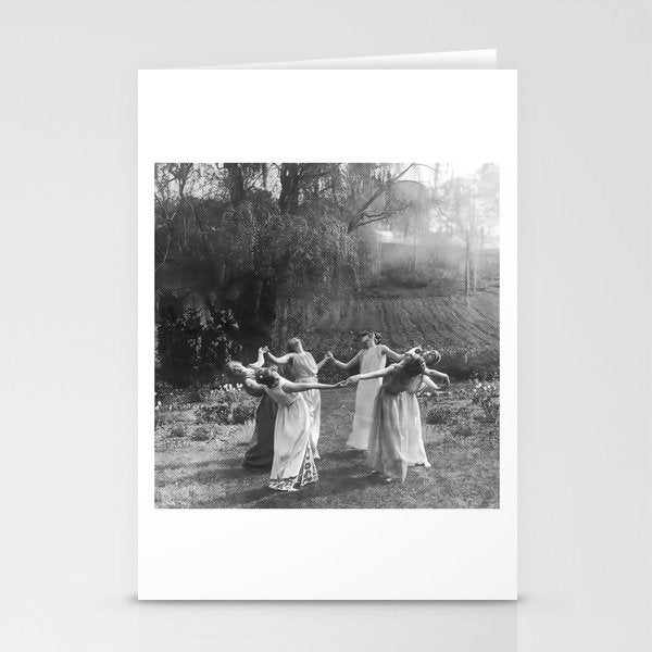 Circle Of Witches vintage Women Dancing -Circle Of Witches Vintage Women Dancing Black And White Stationery Card Gallery Image 2