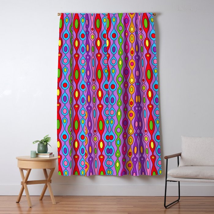 Mid Century Colorful Geometric Oval Pattern Window Curtain Gallery Image 5