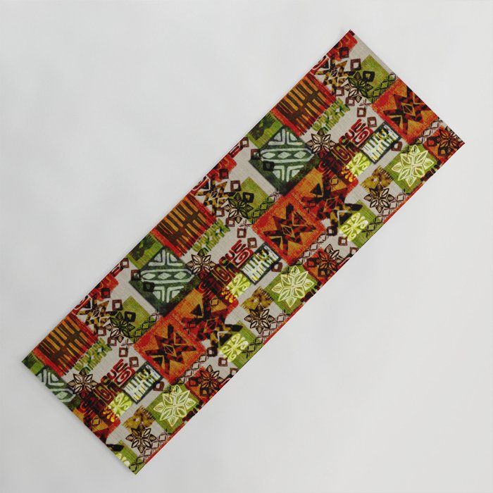 Vintage Hawaii Barkcloth Tapa Beach design Yoga Mat Gallery Image 1