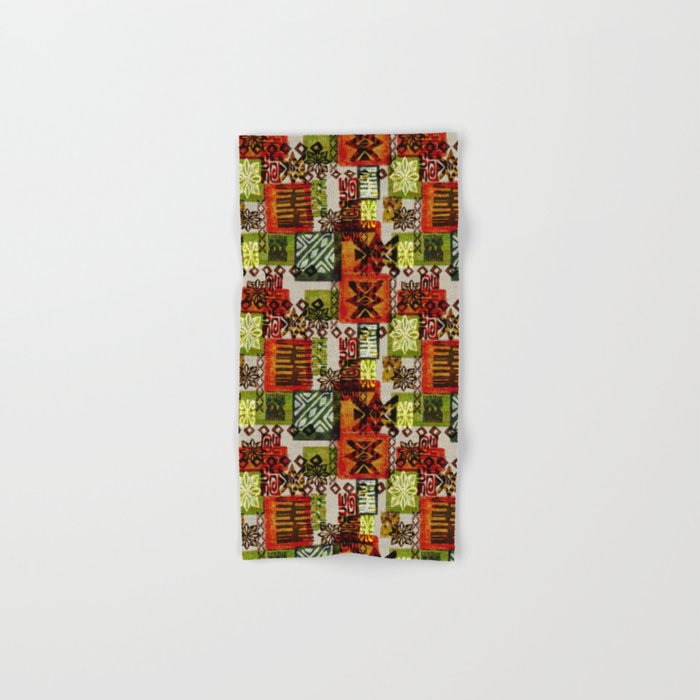 Vintage Hawaii Barkcloth Tapa Beach design Bath Towel Gallery Image 1