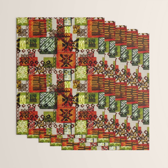 Vintage Hawaii Barkcloth Tapa Beach design Wrapping Paper Gallery Image 3