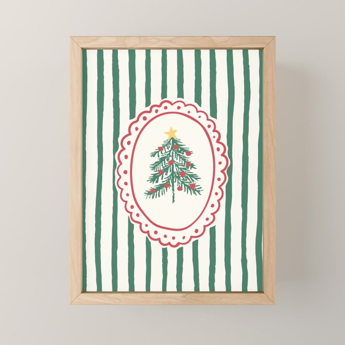 Striped Christmas Tree Frame Mini Art Print Gallery Image 1