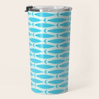 Coastal Ocean Fish Geometric Pattern in Turquoise Aqua Blue  Travel Mug Gallery Image 3